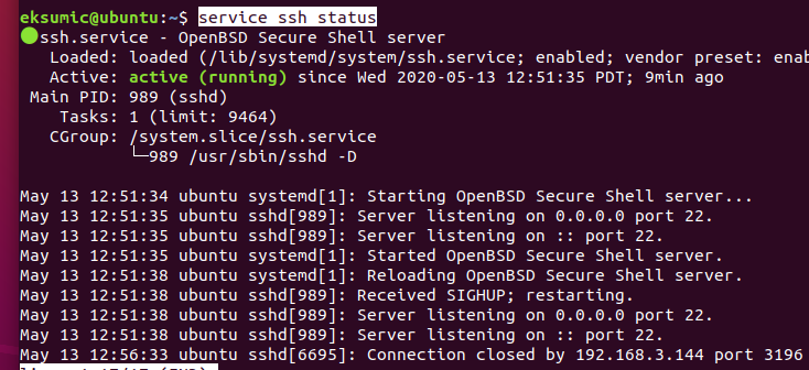 service ssh status